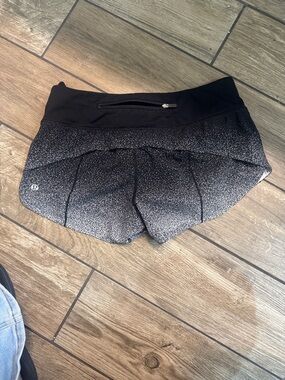 lululemon athletica Black Ombre Run Shorts with Zipper Pocket